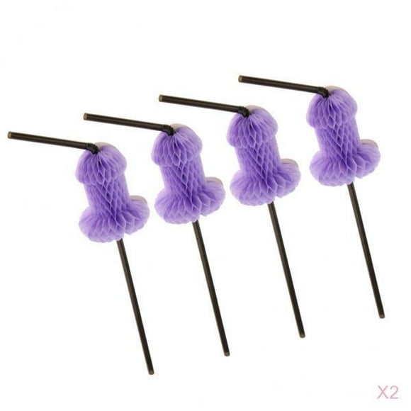 8 Pedazos Novedad Pajas Pajas para Panal Velado de Chicas de Plástico Morado Colco Pajita para beber fiesta novedad