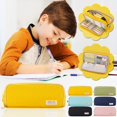 thumbnail image 3 of PureCasa Simple Cancas Pencil Case, Stationery Storage Pouch with Double Zipper, Multifunctional Portable Pen Bag for , 1 Pack, Black, 4.7"x4.7"x2.3", 3 of 5