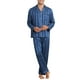 thumbnail image 2 of Pijama casual de 2 piezas de satén de manga larga a rayas para hombres INSPIRE CHIC, Día del Padre, color azul marino, 2 of 6
