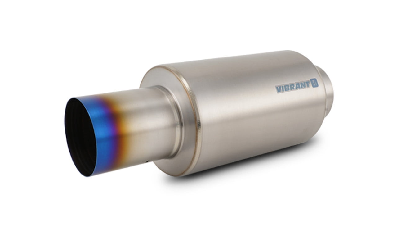 Vibrant Titanium Muffler w/Straight Cut Burnt Tip 4in Inlet / 4in Outlet