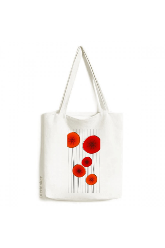 Red Circle Flowers Art Painting Tote Canvas Bag Shopping Satchel Casual Handbag