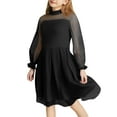 thumbnail image 5 of HJYCHN Girls Dress Mesh Panel Long Sleeve Dress with Waist Tie for Toddler Dress 16Years, 5 of 5