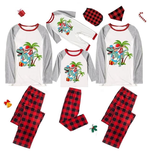 Pijamas familiares navideños a juego, conjuntos de pijamas a cuadros blancos y negros, Navidad en julio