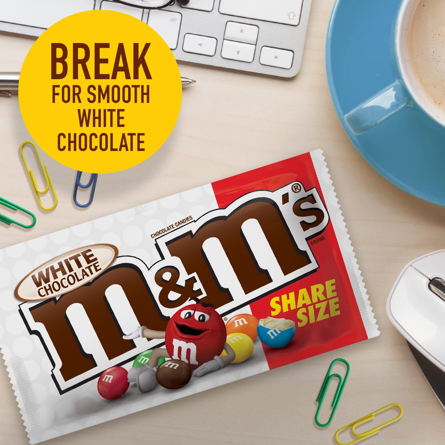 M&M's White Chocolate Candy, Share Size - 2.47 oz Bag