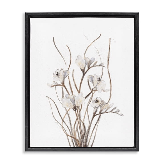 Stupell Industries French Country Curly Branches on White Black Floating Frame Canvas Art, 17 x 21, by Lanie Loreth