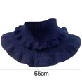 thumbnail image 5 of Naierhg Winter Scarf Autumn Winter Women Fake Collar Ruffles Turtleneck Double Layered Solid Color Coldproof Knitting False Collar Wrap Scarf for Daily Wear Navy Blue, 5 of 7