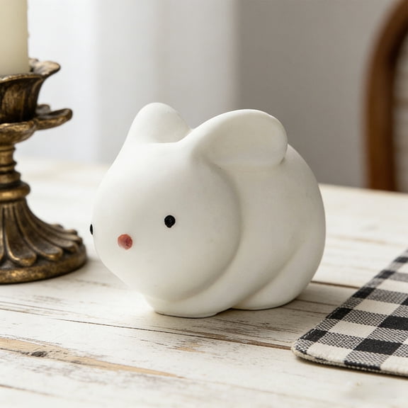Cevemin Ceramic Rabbits Ornament - Cute Desktop Decor for Home and Easter, Small Animal Figurine