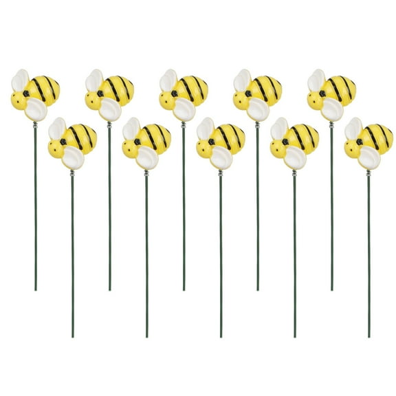 10Pcs Bee Garden Stakes Decor, Garden Stakes Decorative Bee on Stick Little Cute Resin Bee Yard Stakes Picks Yard Art Decorations for Outdoor Plant Pot Lawn Patio Corridor Flower Bed