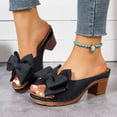 thumbnail image 2 of Dakaela Open Toe Heeled Sandals for Women Low Block Heels Bowknot Pumps Mules Backless Slip on Casual Wedding Dress Shoes Size 6-11 Black, 2 of 9