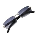 thumbnail image 5 of grinderPUNCH Slim Rimless Rectangular Metal and Wood Aviator Adult Sunglasses for Men, Women, 5 of 6