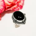 thumbnail image 2 of Black Onyx - Brazil 925 Sterling Silver Ring V4566, Statement Ring, Black Ring, Oval Ring, Gift For Her, Black Onyx Ring, 2 of 4