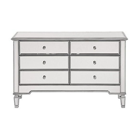6-Drawer Dresser Silver Paint - 48" Wide Modern Storage Chest for Bedroom Living Room