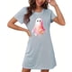 thumbnail image 4 of Camisón corto de talla grande para mujer, camisón de manga corta con estampado de pecho a la moda, camisón para mujer, 4 of 5