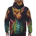 thumbnail image 7 of Lsque Whimsical Dragon Color Cool Pattern Casual Men's Hoodie,Hooded Sweatshirt with Kangaroo Pocket,Pullover Hoodie-XX-Large, 7 of 7