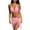 #0100-Pink, variant on Ruffle Micro Bikini Sets, 3-Piece Lace Cover-Up Skirt, Pool Party Outfits, Halter-Tie Swimsuits Tan-Through