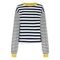 thumbnail image 2 of Ladies Striped Sweatshirts Oversize Round Neck Color Block Pullover Top Loose Casual Drop Shoulder Fall Winter Outfits (M, Blue), 2 of 6