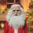 thumbnail image 3 of 2024 Christmas Full Beard Wrinkled Santa Claus Mask with Hat Xmas Party Cosplay Costume Halloween Fancy Dress Props, 3 of 5