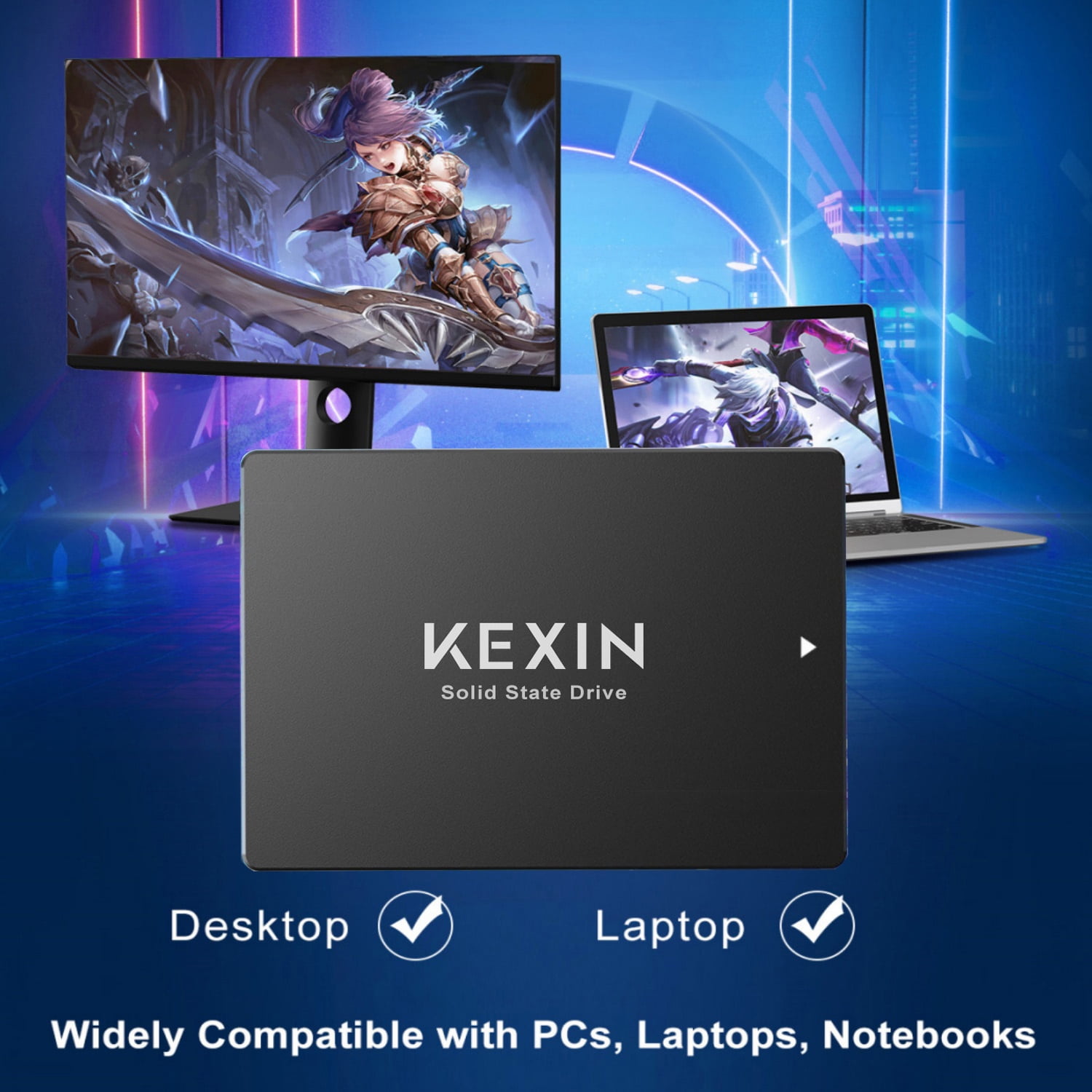 KEXIN 512GB Internal SATA III 2.5 Inch SSD with 3D NAND Flash Up