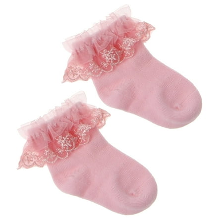 

JunDanmall Newborn Baby Girl Solid Color Breathable Cotton Elastic Princess Lace Socks