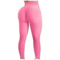 thumbnail image 2 of RKZDSR Women's High Waist Yoga Pants Scrunch Tummy Control Workout Ruched Butt Lifting Stretchy Leggings Anit Cellulite Textured Booty Tights(Pink,XL), 2 of 5