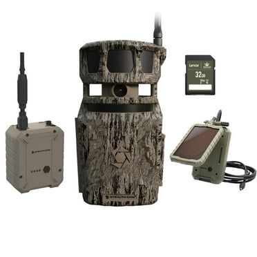 Stealth Cam Revolver PRO 40MP Photo 1440P at 30 FPS QHD Video 0.4 Sec Trigger Speed 360-Degree Panoramic View Built-in GPS Hunting Cellular Trail Camera, External Battery, Solar Panel, 32GB SD Card