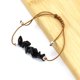 thumbnail image 1 of Xiao Hua Pulsera de cuentas hecha a mano, ideal para hombres y mujeres, con hilo de cera marrón y piedra natural irregular, pulsera de grava de playa (negra), 1 of 5