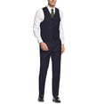 thumbnail image 3 of Alberto Nardoni Navy Suit Slim Skinny European Fit Vested 3 Pieces Suit Notch Lapel Side Vented, 3 of 3