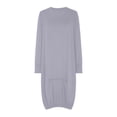 thumbnail image 5 of Offres de Liquidation d'Automne! Robes d'Été pour Femmes 2024, Robe Décontractée Unie à Manches Longues Col Rond Gris 3TG, 5 of 5