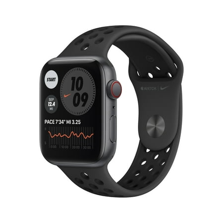 Apple Watch Nike SE GPS + Cellular, 44mm Space Gray Aluminum Case with Anthracite/Black Nike Sport Band - Regular