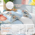 thumbnail image 2 of 3 Piece Blue Coastal Duvet Cover Set Twin Size,Microfiber Comforter/Quilt Cover with Corner Ties and 2 Pillowcases,Summer Nautical Beach Conch Starfish Coral All Season Bedding with Zipper Closure, 2 of 8