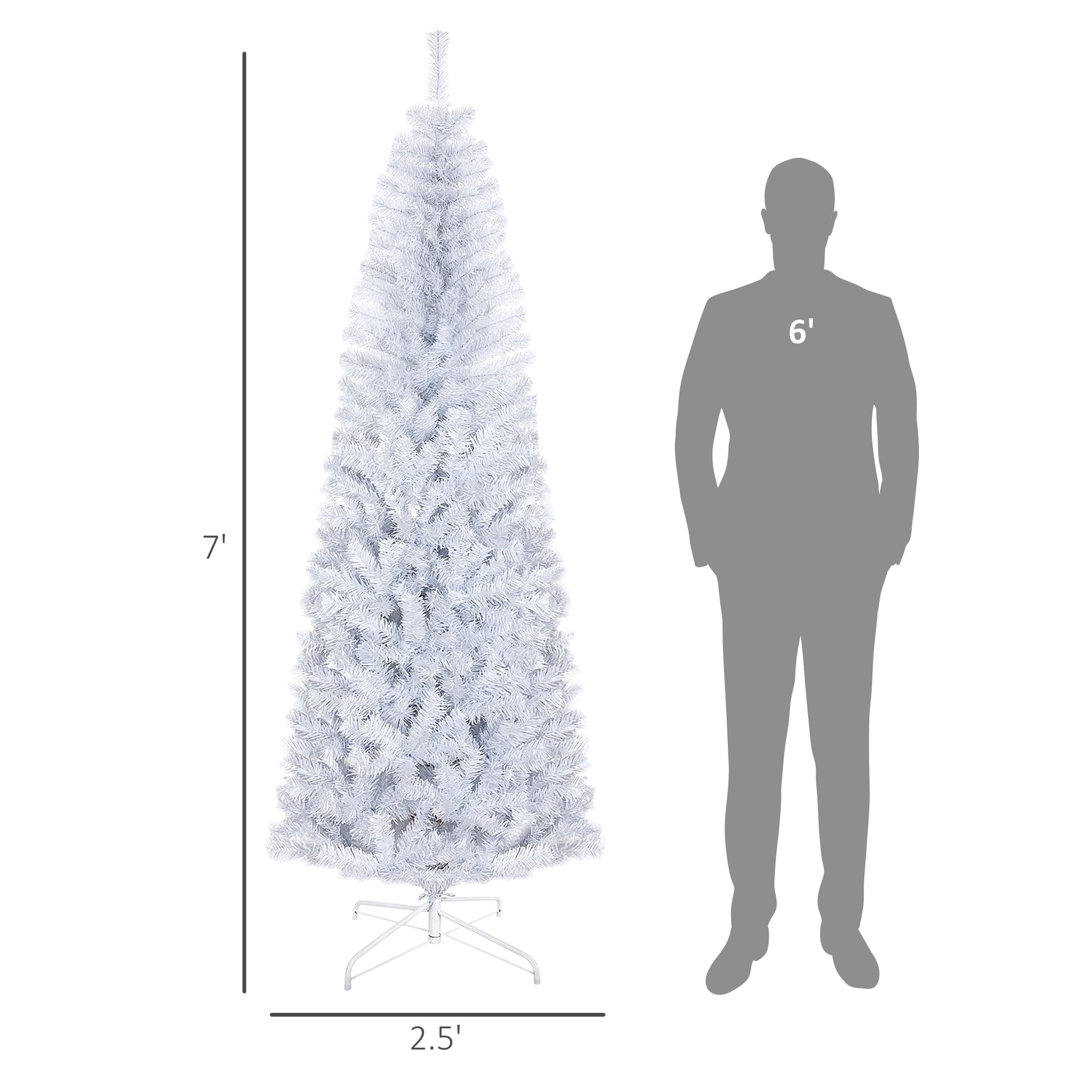 7ft Unlit Pencil Christmas Tree 818 Tips Flame Retardant Small Space Holiday Decor