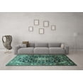 thumbnail image 3 of Ahgly Company Machine Washable Indoor Rectangle Medallion Turquoise Blue Traditional Area Rugs, 8' x 10', 3 of 4