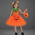 thumbnail image 5 of Kogui Three-Piece Kids Pumpkin Print Sundress Halloween Cosplay & Show Performance Costume (Orange, 10-12 Years), 5 of 5