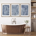 thumbnail image 3 of Wall26 Framed Prints Canvas Wall Art Set of 3 Navy Blue Stripe Polygon Pattern Collage Abstract Geometric Illustrations Decorative Bohemian Multicolor Home Wall Decora - Natural 24"x36"x3, 3 of 5