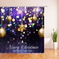 thumbnail image 2 of Christmas Shower Curtain Golden Xmas Balls Purple Stars Snowflake Glitter Winter Holiday Happy New Year Merry Christmas Print Decoration Fabric Bathroom Curtain Set with Hook, 2 of 3