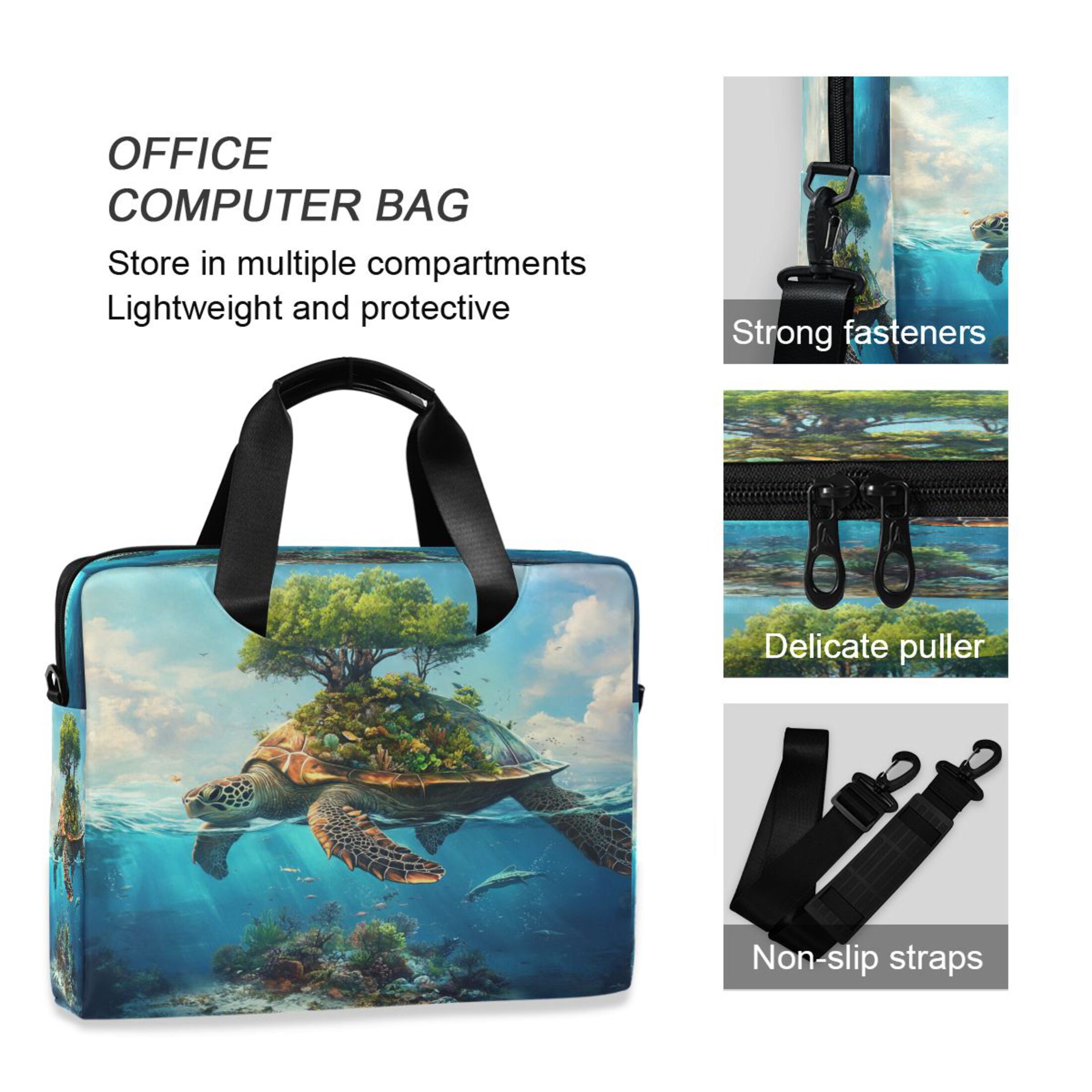 16" Laptop Tote Bag Laptop Sleeve Case Computer Briefcase for Work & Travel Sea Turtle Carrying Island