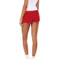 thumbnail image 5 of LMLYSoH Women Mini Shorts Solid Color Ruched Low Rise Tight Shorts Casual Booty Shorts Summer Streetwear, 5 of 9