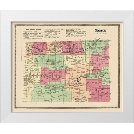 Beers 31x26 White Modern Wood Framed Museum Art Print Titled - Rose New York Landowner - Beers 1874