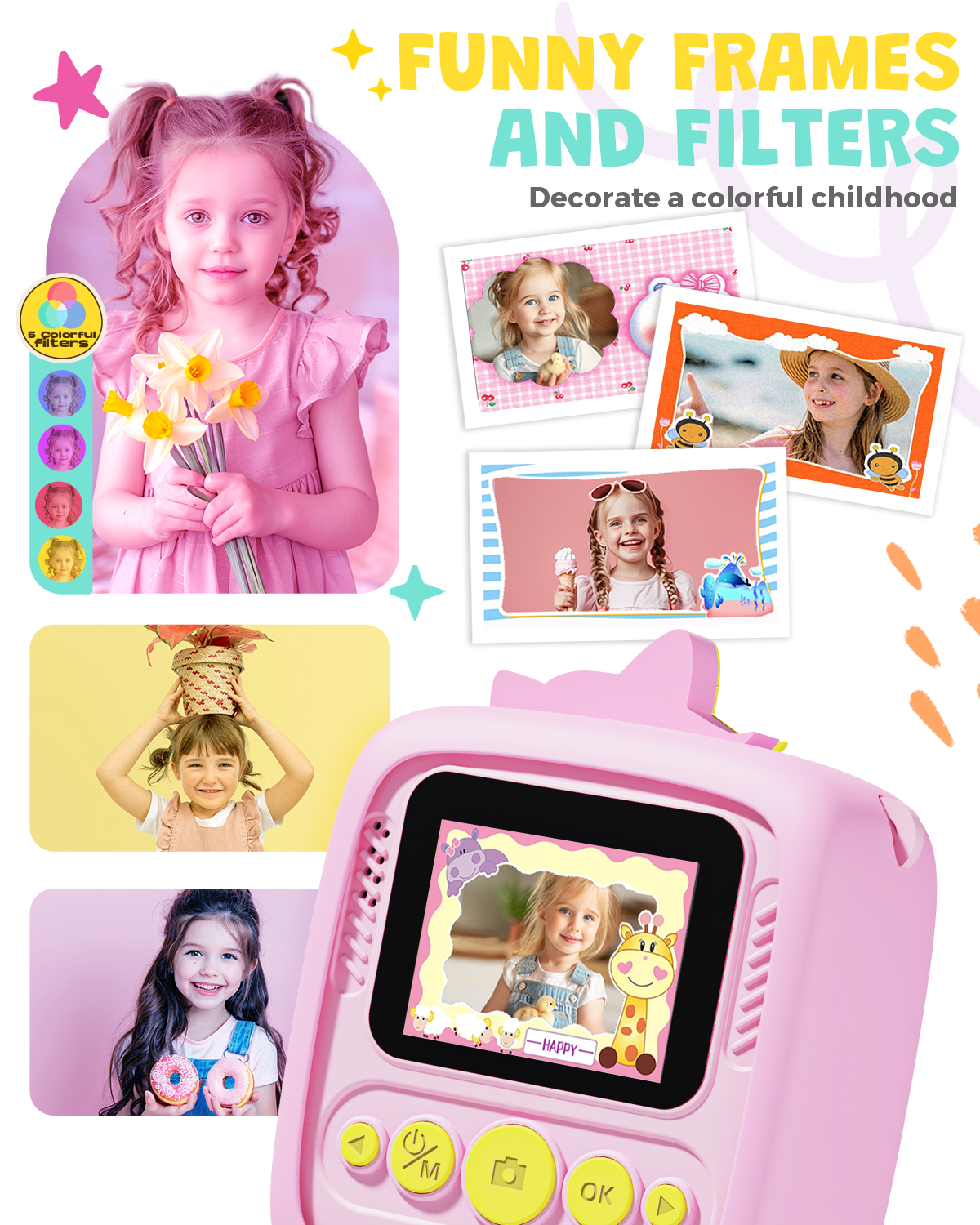 Prysyed Upgrade Kids Camera Instant Print, Pink photo 4