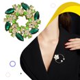 thumbnail image 3 of Qarigey Broche de flores elegante y fácil de usar para una apariencia llamativa Broche de de hojas Broches de flores únicos Ropa, zapatos y accesorios Miscelánea diamante verde, 3 of 6