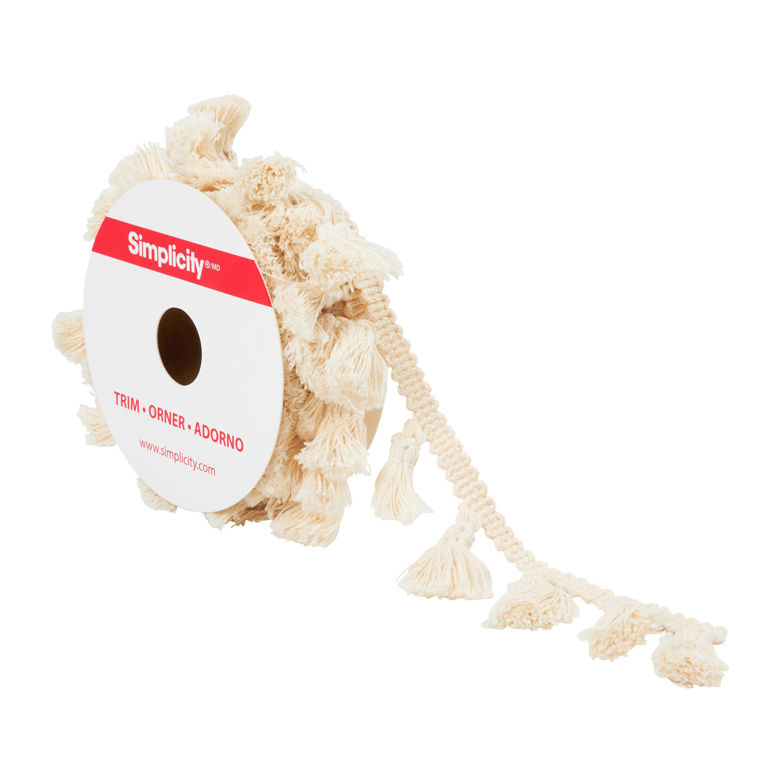 (3 pack) Simplicity Trim, Natural 1 1/4 inch X 3 Yards Mini Tassel Fringe Trim