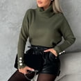 thumbnail image 4 of Mdesiwst Women Sweater Women's Fall Winter Sweater Knitted Loose Elastic Solid Color Soft Long Sleeve Warm Lady Pullover Sweater with High Collar Neck, 4 of 8