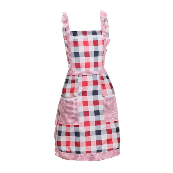 Women Floral Apron with Pockets Vintage Flower Kitchen Cooking Aprons with Adjustable Strap for Kitchen Baking Gardening (Blue)