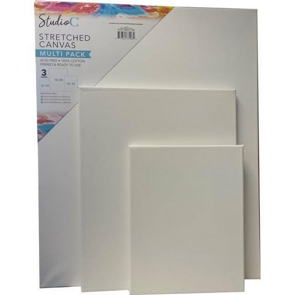 Stretched Canvas Multi-Pack, Assorted Size - Pack of 12