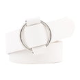 thumbnail image 3 of Cinturón de cuero sintético con hebilla circular para mujer, cinturón para vaqueros, sin pasador Blanco Redondo 105cm, 3 of 7