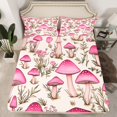 thumbnail image 2 of Homewish Cute Cartoon Mushroom Full Size Sheets,Rustic Floral Flower Bed Sheets,Pink Beige Sheet Sets For Girl Teens,Microfiber Bedroom Decor,4-Piece, 2 of 7