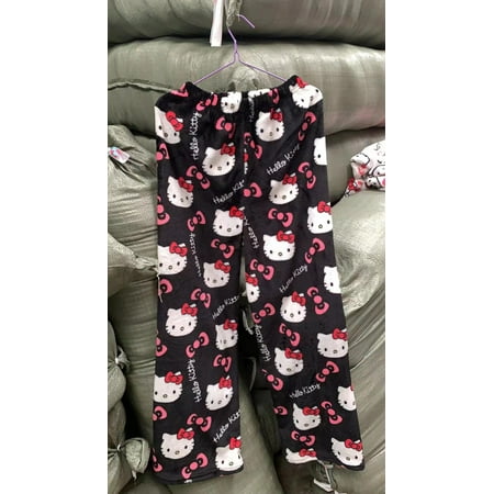 

Sanrio Hello Kitty Flannel Cartoon Pajama Pants Women s Autumn/winter Coral Fleece Thickened and Fleece Warm Casual Home Pants