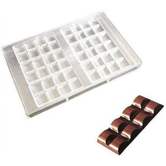 O'Creme Clear Polycarbonate 1-Piece Chocolate Mold Transparent Candy Mould, Block of 8 Rounded Squares, 6 Cavities