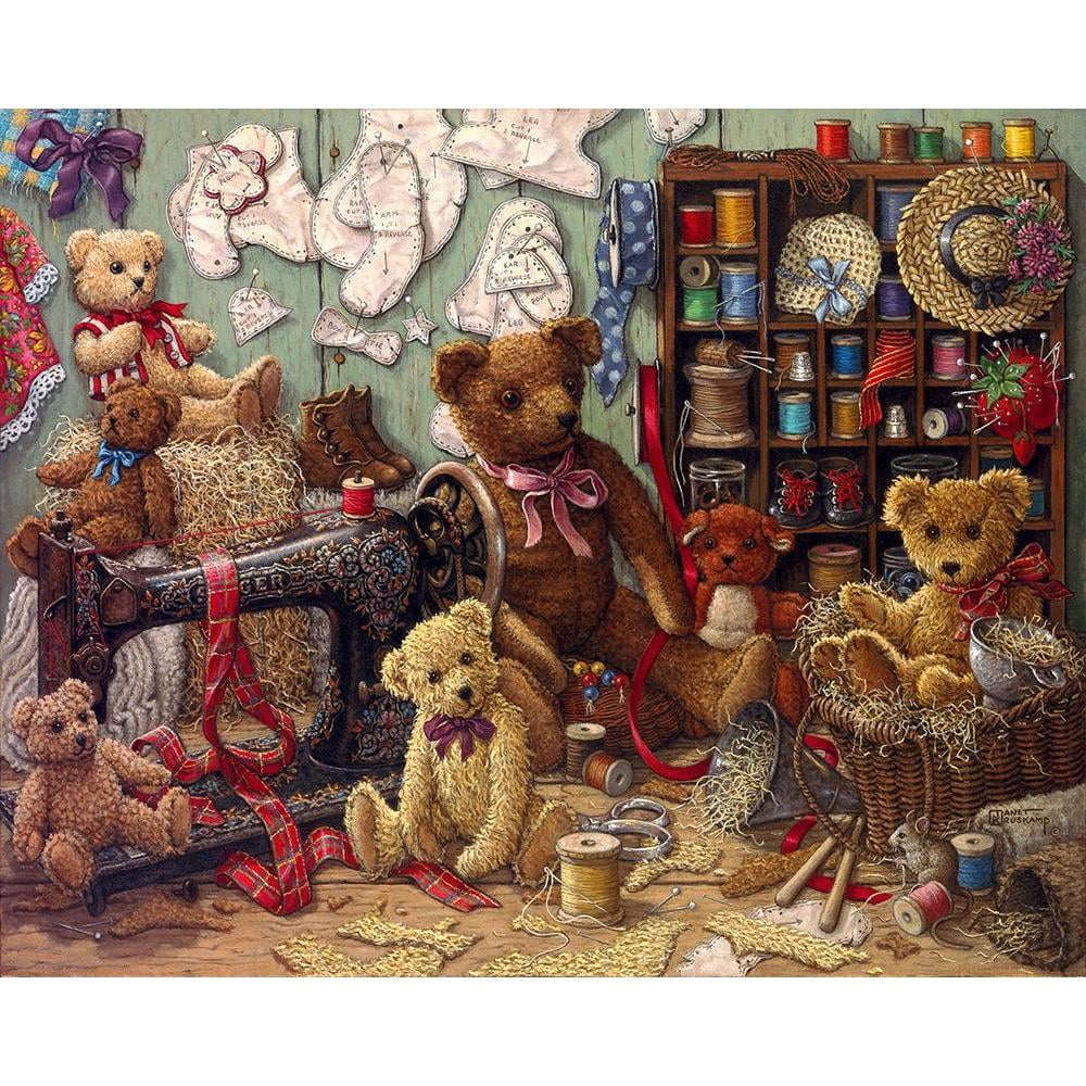 絵画。原画【Bear bought bread】 Kruskamp, Janet 24x20 White Modern Wood Framed Museum Art Print