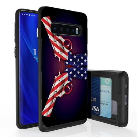 Galaxy S10 Case, PimpCase Slim Wallet Case + Dual Layer Card Holder For Samsung Galaxy S10 [NOT S10e OR S10+] (Released 2019) American